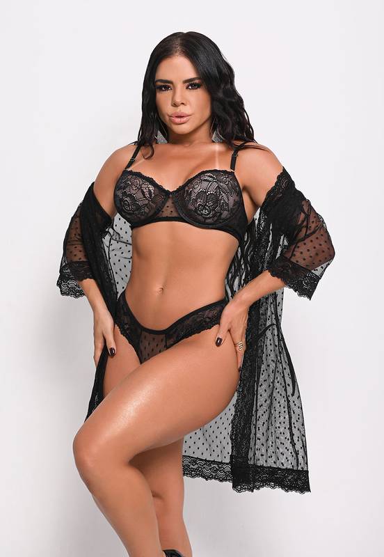 Conjunto Sutiã, Calcinha e Robe