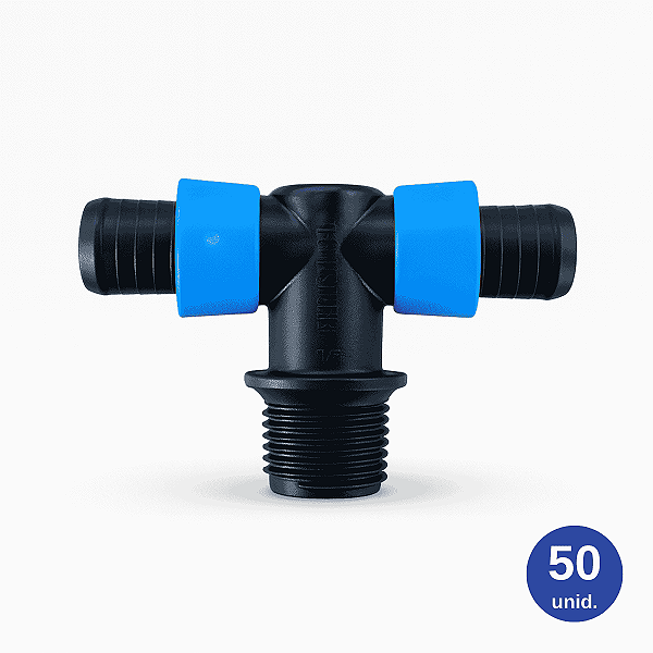 Conector Tê Anel Azul 16mm x 1/2" para Tubo Flexnet - 50 unid.