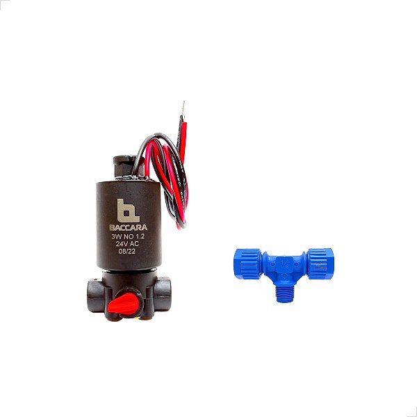 Válvula Solenoide 3Vias N.O. 24 vac G75-A Baccara + Conexão