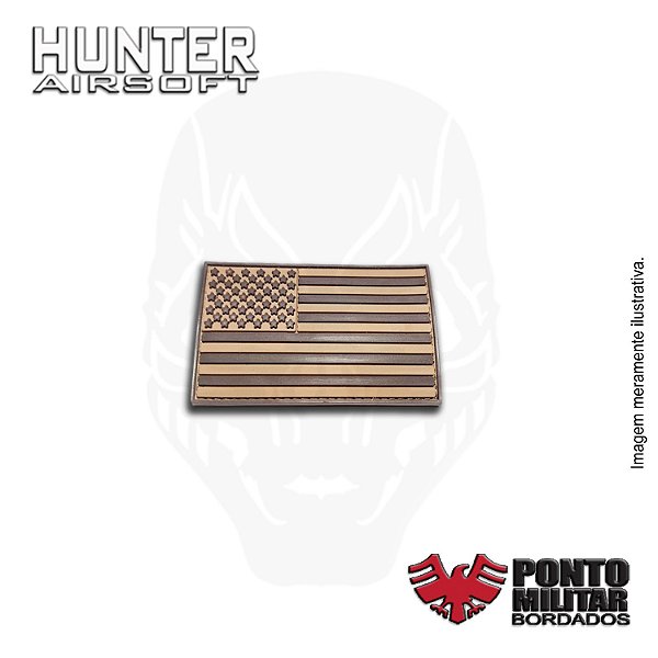 Patch bandeira EUA USA marron e tan emborrachado - Ponto Militar