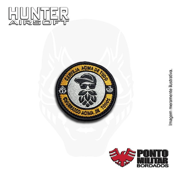 Patch Airsoft Cerveja acima de tudo Churrasco acima de todos bordado - Ponto Militar