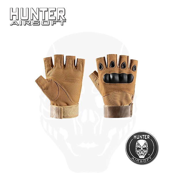 Luva tática militar meio dedo tan mod - Hunter Airsoft