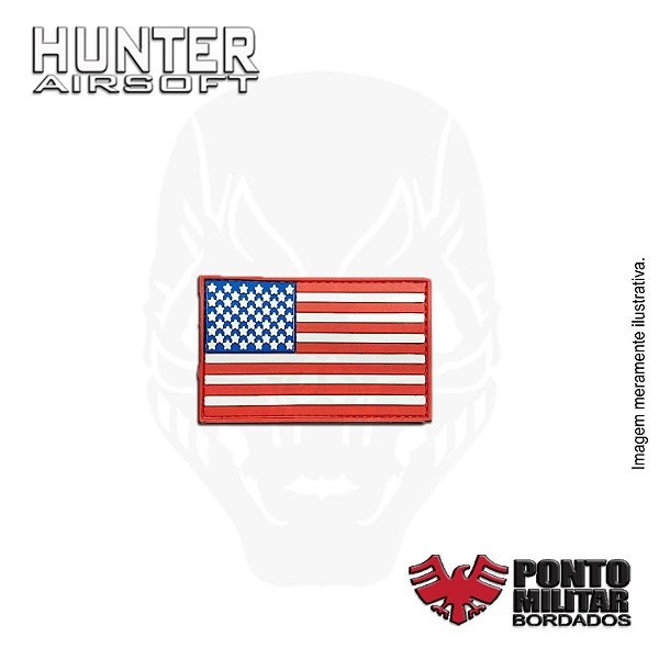 Patch bandeira EUA USA colorida emborrachado - Ponto Militar - Hunter  Airsoft