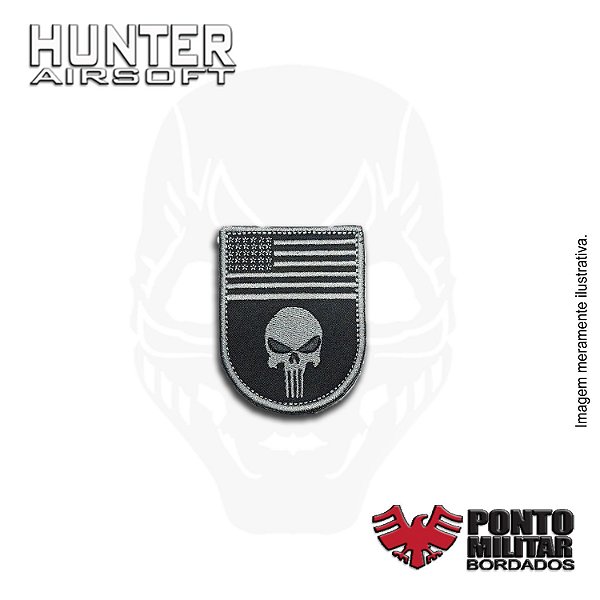 Patch Punisher Justiceiro USA negativo bordado - Ponto Militar