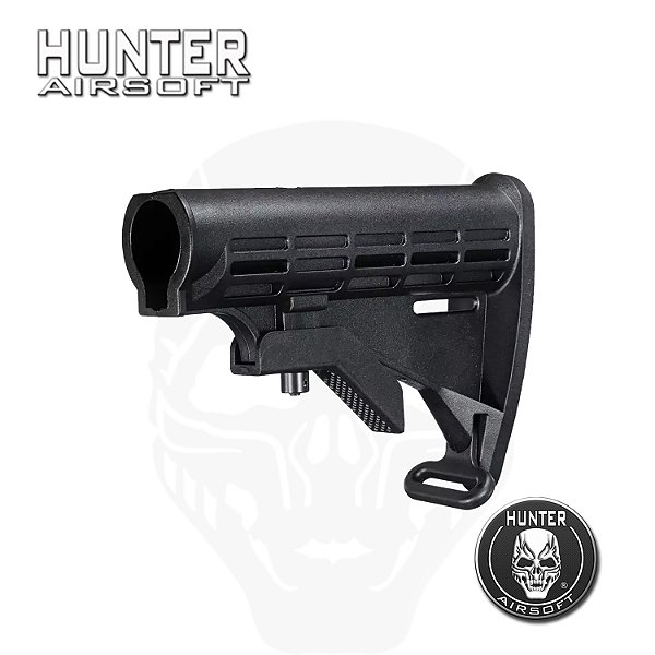 Coronha (stock) padrão M4 zarelho metal preta - Hunter Airsoft