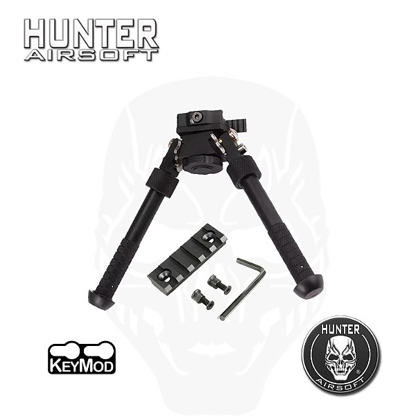 Kit Bipé Atlas metal 360º + trilho Keymod 20 mm preto - Hunter Airsoft