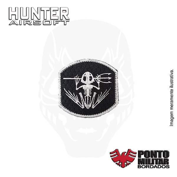 Patch Navy Seal DEVGRU Frogman Branco bordado - Ponto Militar