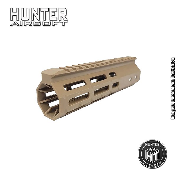 Handguard 7" Picatinny M-lok Tan Airsoft + Barrel Nut - Hunter Airsoft