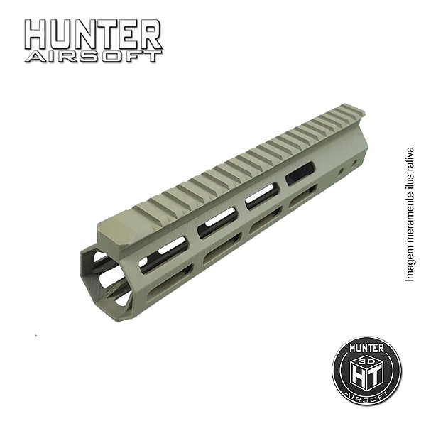 Handguard 9" Picatinny M-lok Tan Airsoft + Barrel Nut - Hunter Airsoft