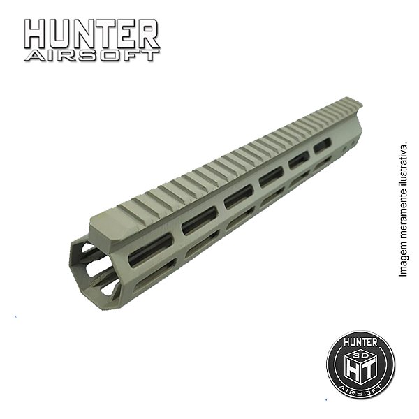 Handguard 12" Picatinny M-lok Tan Airsoft + Barrel Nut - Hunter Airsoft