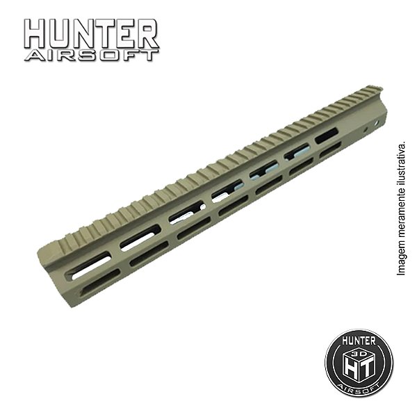 Handguard 14" Picatinny M-lok Tan Airsoft + Barrel Nut - Hunter Airsoft