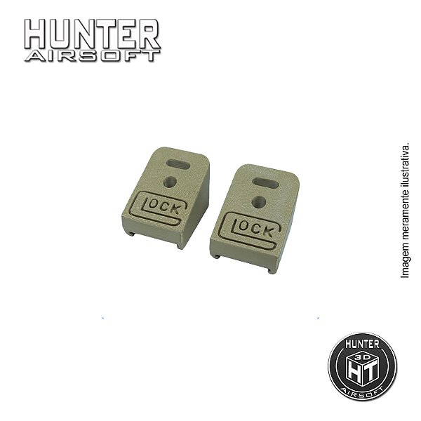 Base Magazine Logo Longa V17/V18 Tan Gbb (2 peças) - Hunter Airsoft