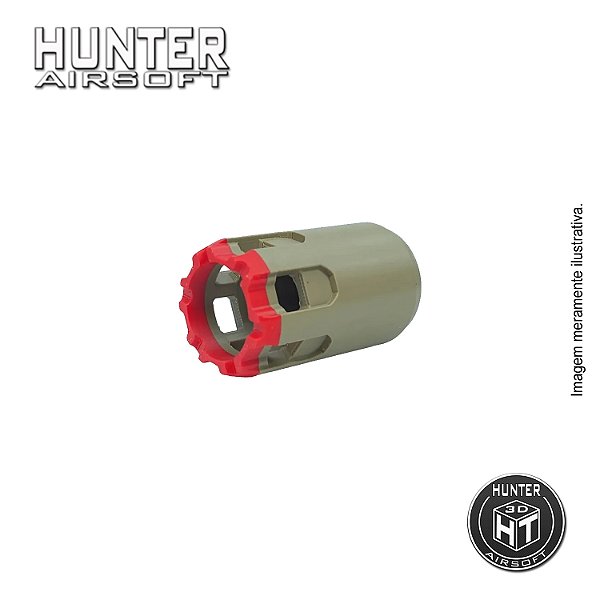 Flash hider amplificador de som tipo Porquinho 43mm CCW 3D Tan - Hunter Airsoft