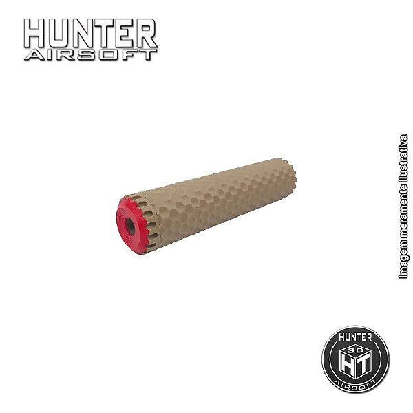 Supressor Colméia 35 x 150mm M4/M16 CCW 14mm 3D Tan - Hunter Airsoft