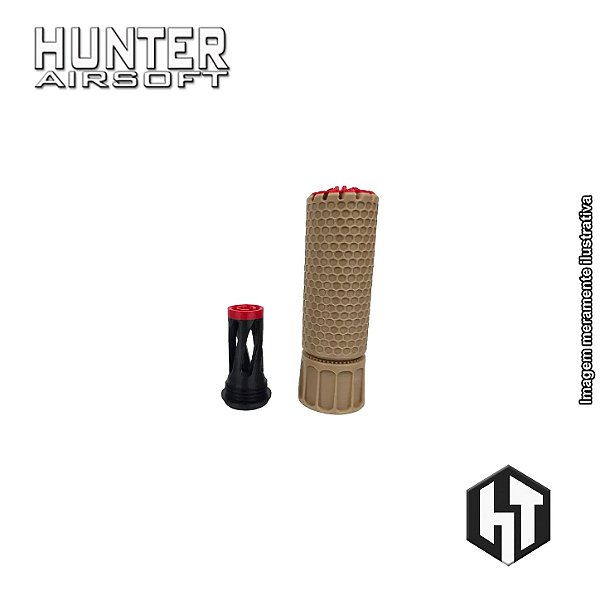 Supressor KAC 42x125 Tan + Flash Hider M4 CCW 14mm - Hunter 3D