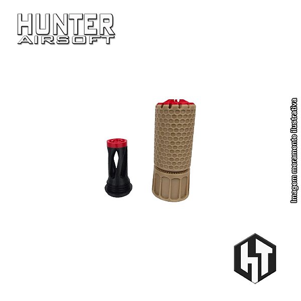 Supressor KAC 42x100 Tan + Flash Hider M4 CCW 14mm - Hunter 3D