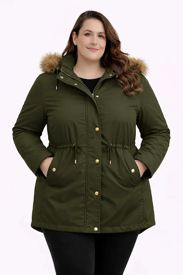 Parka Sarja Plus Size- Verde