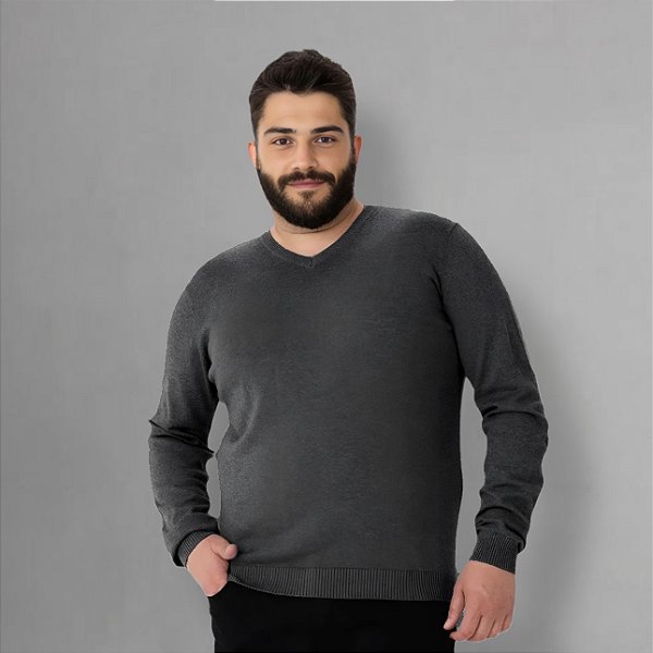 SUETER MASCULINO DECOTE V PLUS SIZE