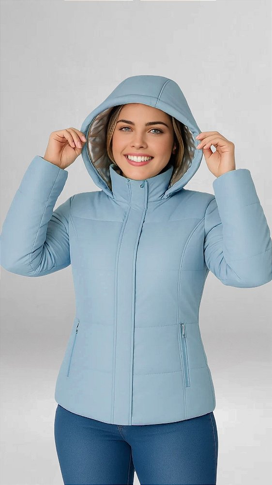 Jaqueta Feminina Emborrachada- Azul