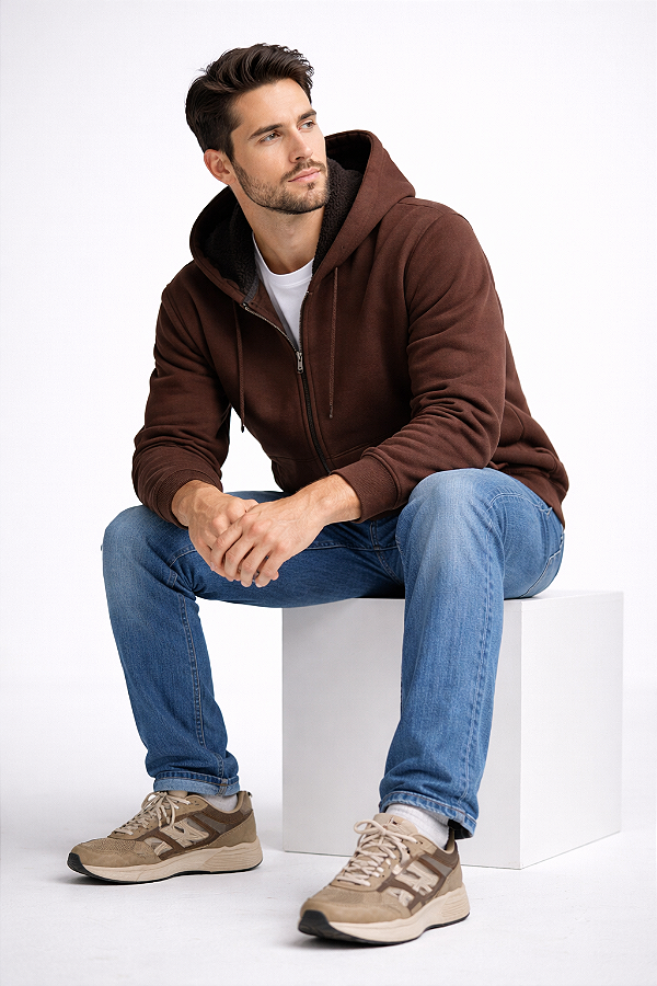 Moletom HS Quality Luxury forrado - Marrom, Cinza