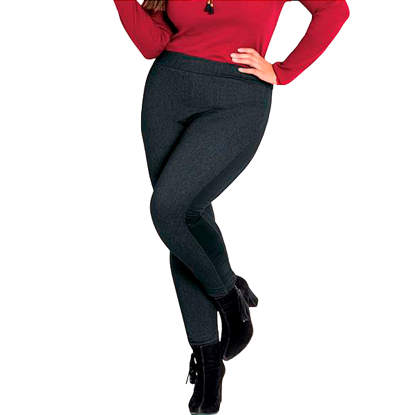 Calça Legging PlusSize Malha Jeans com faixa lateral Preta tamanhos grandes do 48-54