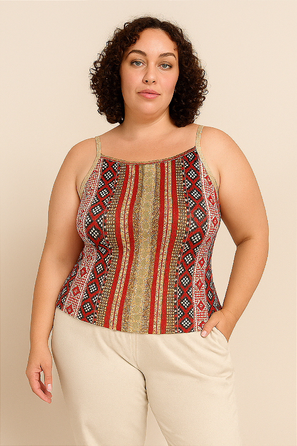 BLUSA REGATA PLUS SIZE FEMININA DE ALÇA EM MALHA CANELADA DE ALGODÃO  CONFORTAVEL COM CAVA AMERICANA TAMANHO GRANDE VESTE 44-46