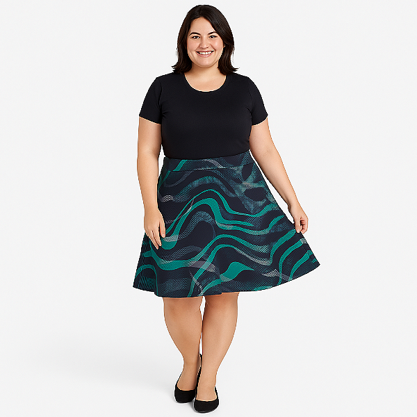 Saia Midi Plus Size em malha Tamanho 46-48. Suplex estampado