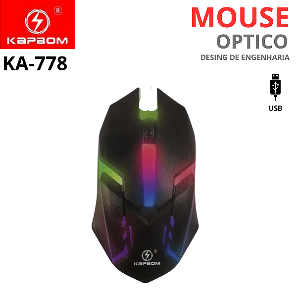 MOUSE GAMER KAPBOM COM FIO RGB MU018