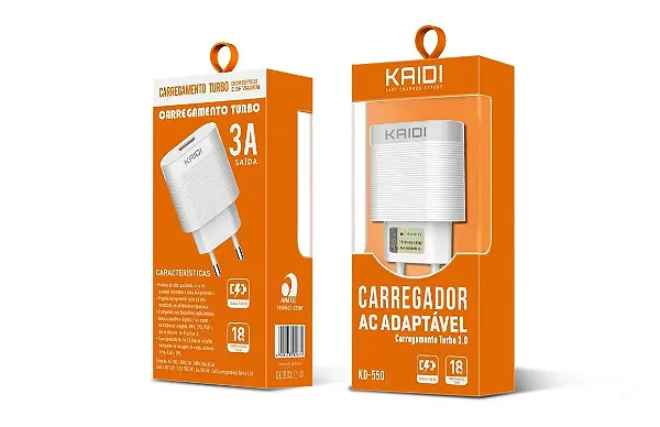 CARREGADOR USB QC3.0 18W KAIDI KD-550