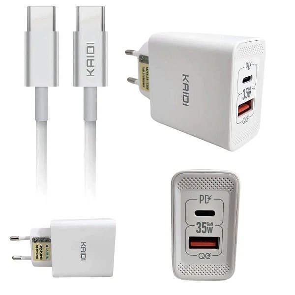 KIT KAIDI USB E TIPO C + CABO  GAN35W KD-671