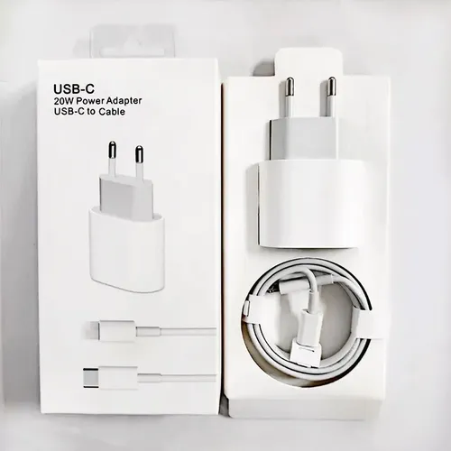 KIT IPHONE FONTE 20W + CABO TIPO C / LIGHTNING