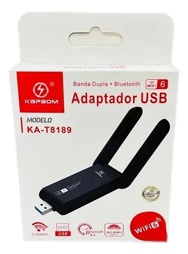 ADAPTADOR WIFI 6 USB + BLUETOOTH 4.2 KAPBOM