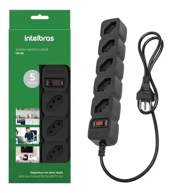 FILTRO DE LINHAS INTELBRAS EPE 205 PT (5 TOMADAS) 4824201 PRETO BIVOLT