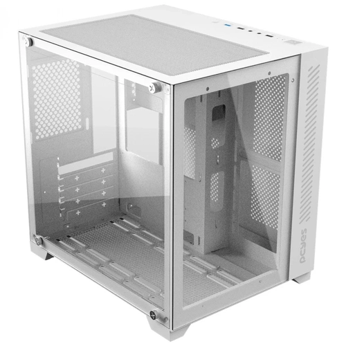 GABINETE GAMER FORCEFIELD WHITE GHOST - FRONTAL E LATERAL EM VIDRO - PCYES - GFFWGP - S/FANS