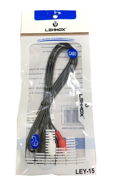 CABO DE AUDIO E VIDEO P2 P/ 2RCA 1.5M LEHMOX LEY-15