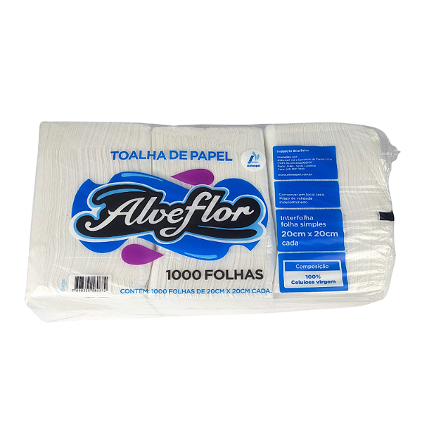 Papel Toalha Interfolha 100% Celulose Virgem 20x20cm Alveflor