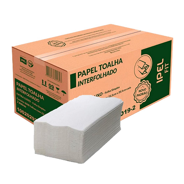 Papel Toalha Interfolhado Fit 19g/m² Folha Simples com 5000 Folhas • Ipel
