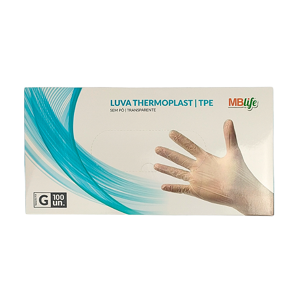 Luva Thermoplast TPE (G) com 100 unidades | MbLife