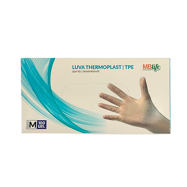 Luva Thermoplast TPE (M) com 100 unidades | MbLife