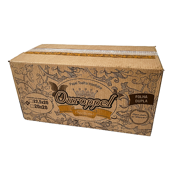 Papel Toalha Interfolhado Folha Dupla 32g/m² 20x20cm com 2000 Folhas • Ouroppel