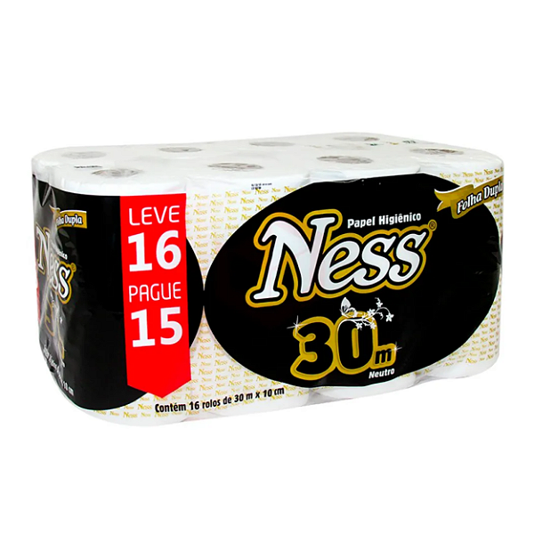 Papel Higienico Folha Dupla 30m Leve 16, Pague 15 • Ness