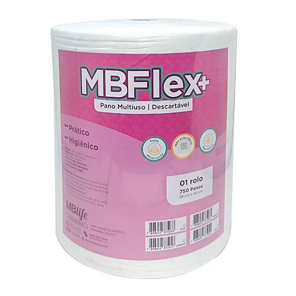 Pano Multiuso Branco 28cmx300m com 750 Panos | MBFlex