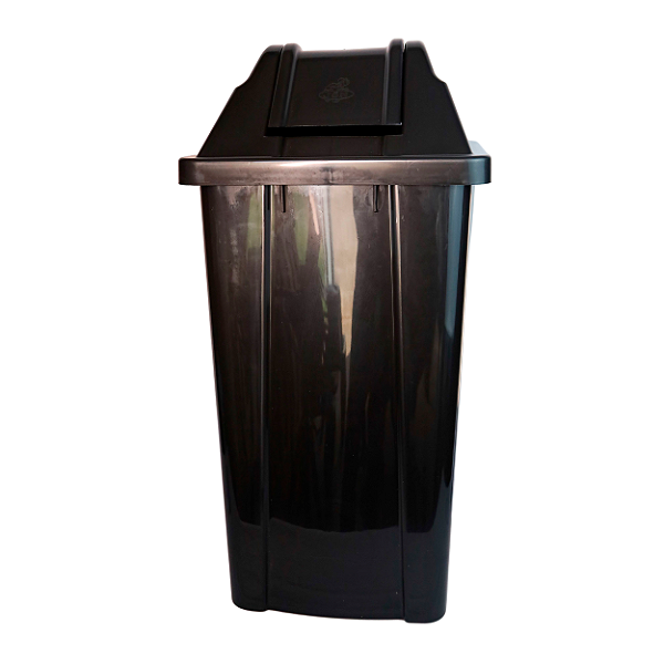 Lixeira 60L Quadrada Preta com Tampa Vai e Vem | JSN