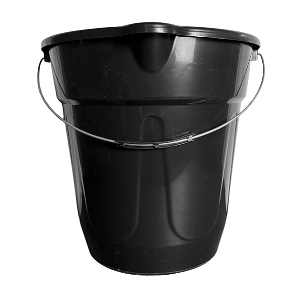 Balde Redondo Preto 20L com Alça