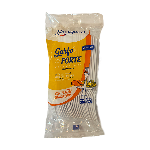Garfo Branco com 50 unidades | Strawplast