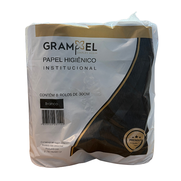 Papel Higiênico Rolão Branco com 8 Rolos de 300m | Grampel