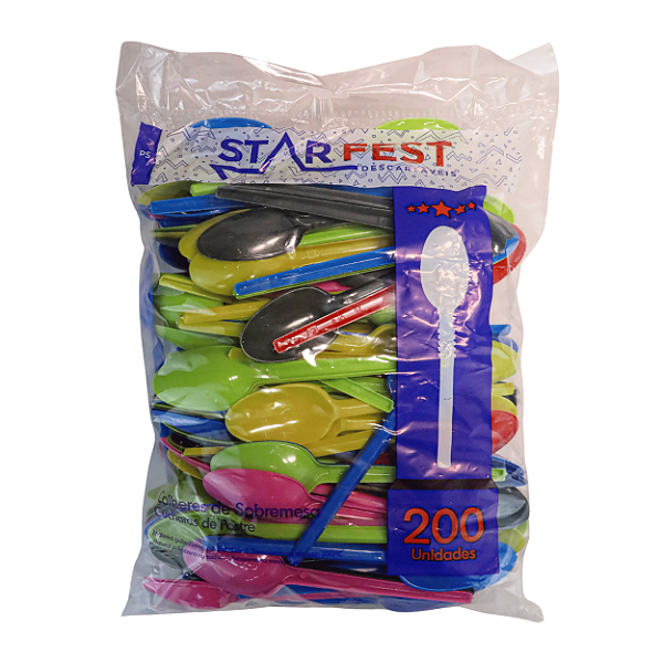 Colher Descartável Mista para Sobremesa com 200 Unidades | Starfest
