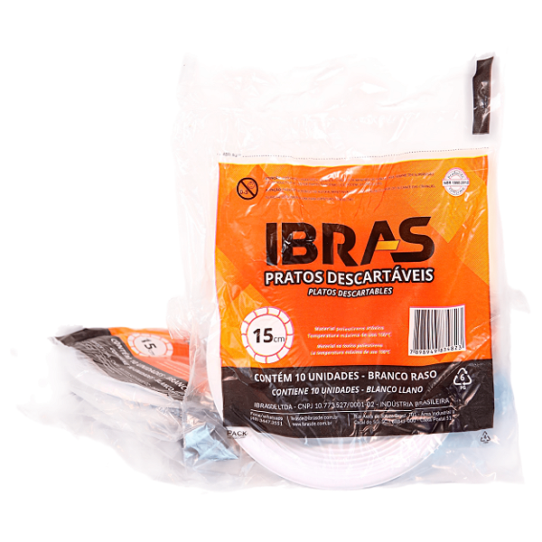 Prato Plástico Descartável 15cm Branco | Ibras