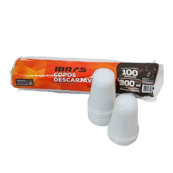 Copo Plástico Descartável 300ml PS Translúcido | Ibras