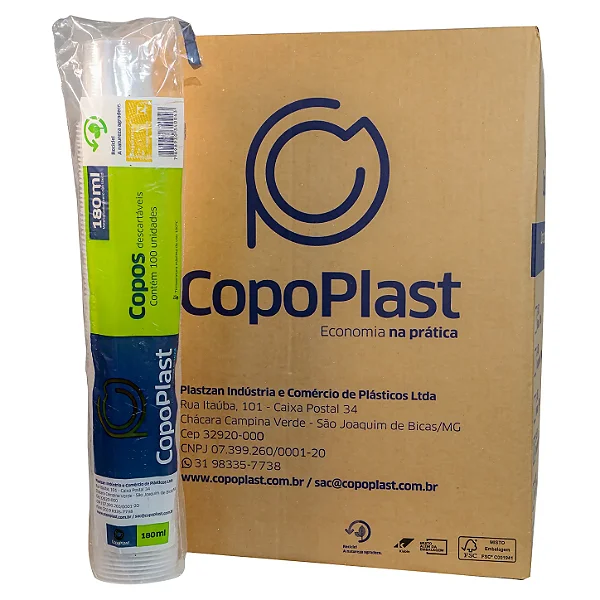Copo Plástico Descartável 180ml PS Translúcido | Copoplast